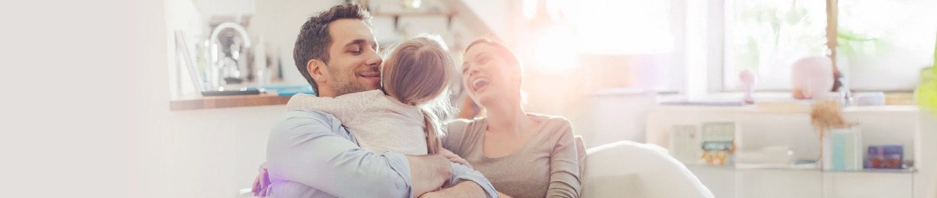 A family in the living room