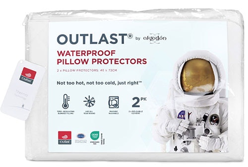 Algodon Outlast Waterproof Cotton Pillow Protector Twin Pack