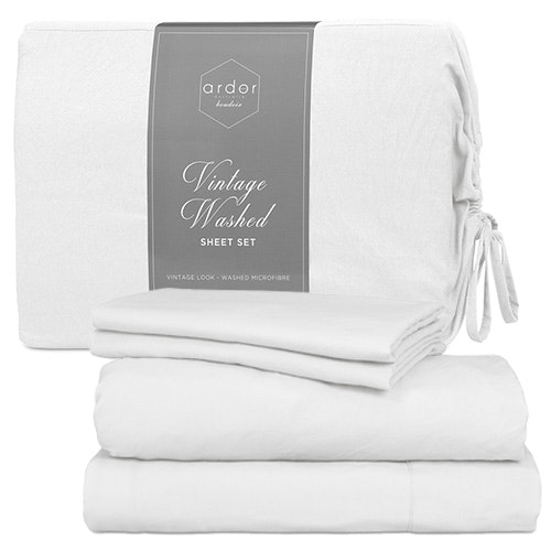Ardor Boudoir Vintage Washed Sheet Set White