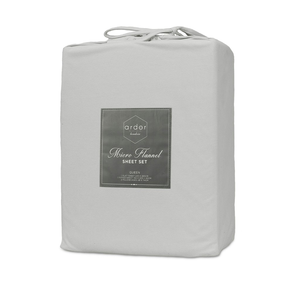 Ardor Boudoir Micro Flannel Sheet Set Light Grey