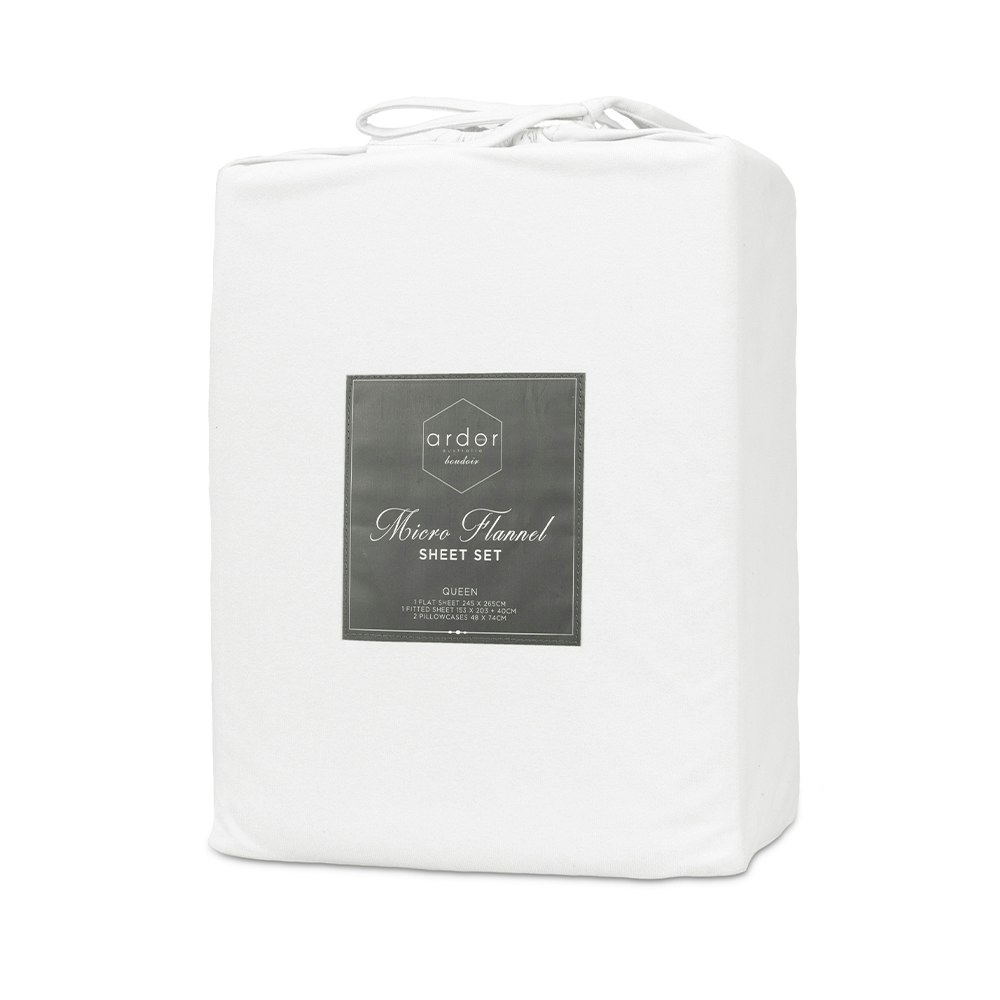Ardor Boudoir Micro Flannel Sheet Set White