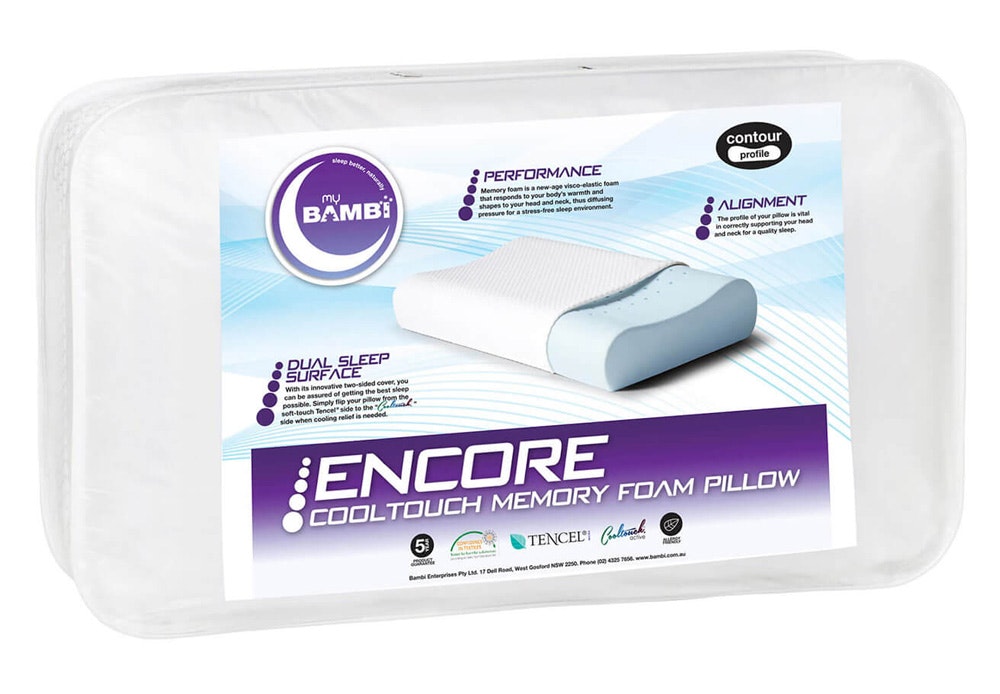 Bambi Encore Cooltouch Memory Foam Pillow Packaging
