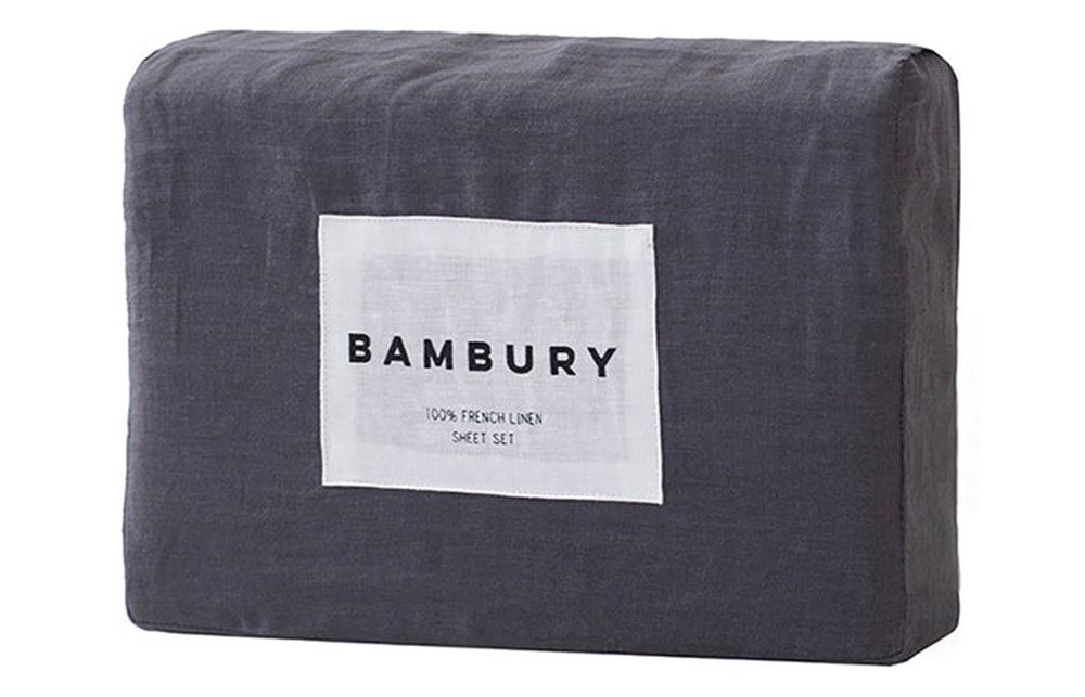 Bambury French Flax Linen Sheet Set Charcoal