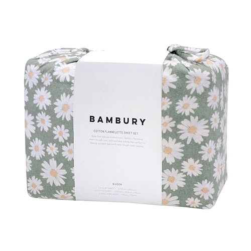 Bambury Daisy Cotton Flannelette Sheet Set Packaging
