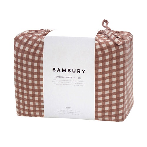 Bambury Gingham Cotton Flannelette Sheet Packaging