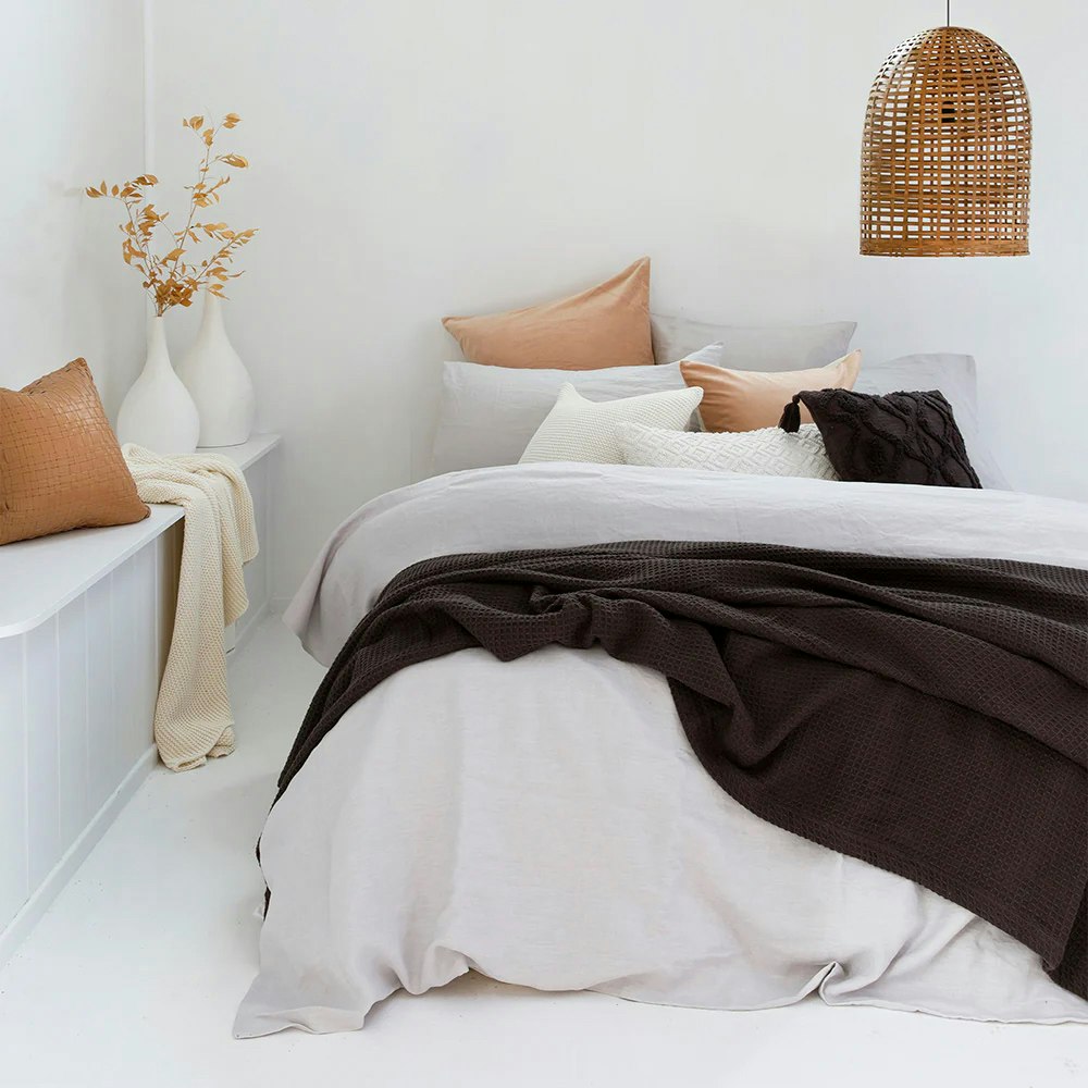 Bambury Cotton Waffle Weave Blanket Charcoal