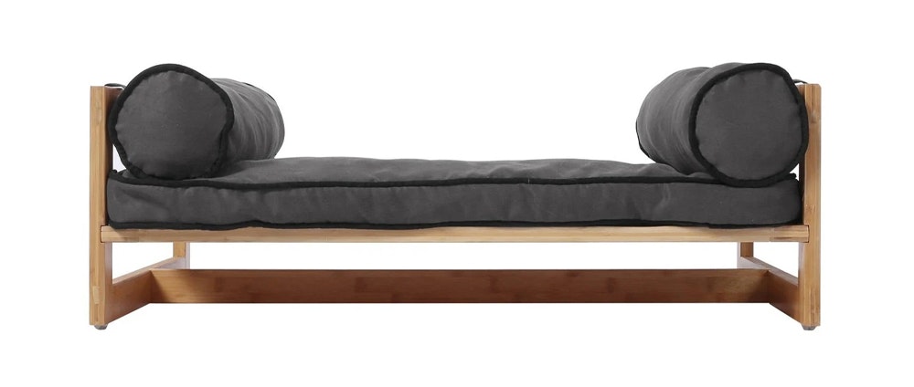 Charlie's Pet Bamboo Elevated Pet Bed Charcoal Side View