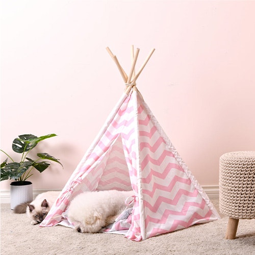 Charlie's Pet Teepee Bed Tent Pink Wave