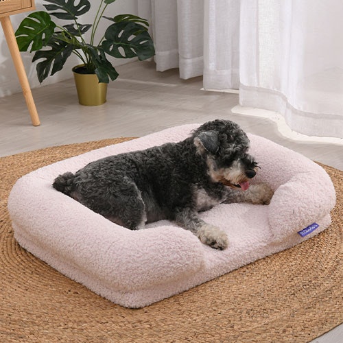 Teddy Fleece Memory Foam Sofa Pet Bed Pink