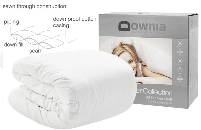 Downia Silver Collection 85% White Goose Down and Feather Quilt