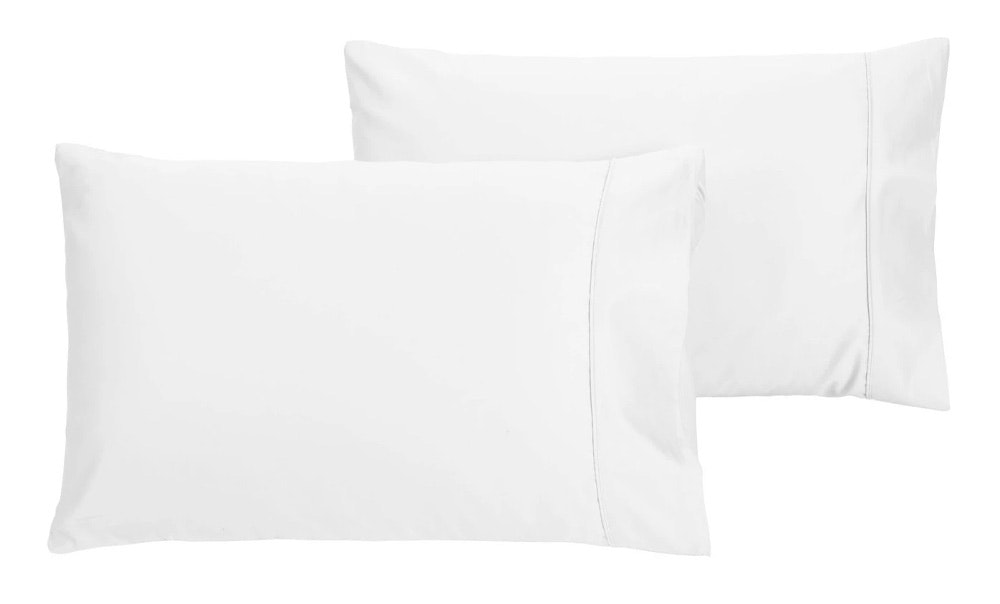 Dreamaker 500 Thread Count Cotton Sateen Pillowcases Twin Pack White