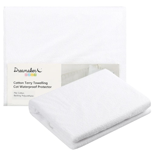 Dreamaker Cotton Terry Waterproof Cot Pillow Protector Twin Pack Packaging
