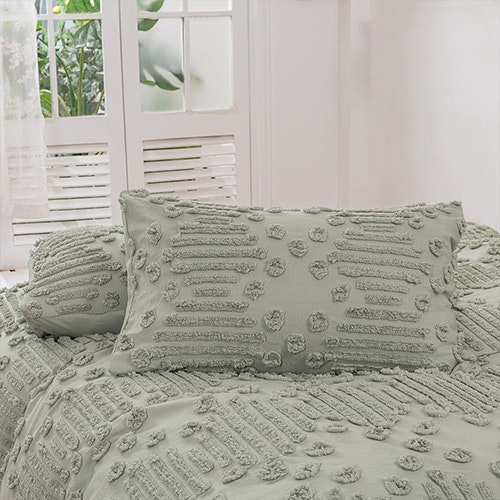 Dreamaker Fletcher Ultrafine Tufted Chenille Quilt Cover Set Feature 2