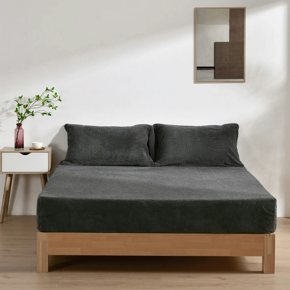 Dreamaker Jasper Teddy Fleece Combo Fitted Sheet Set