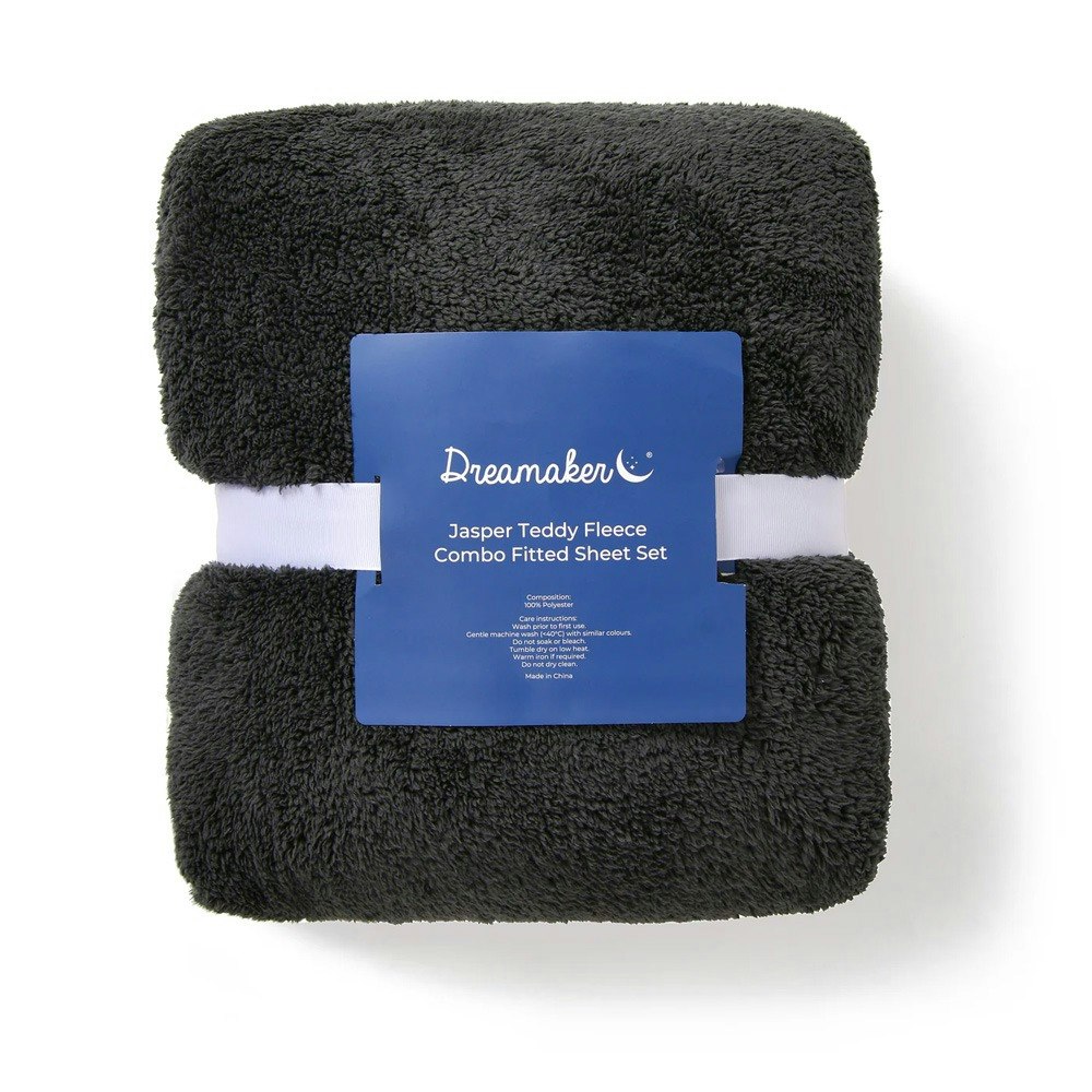 Dreamaker Jasper Teddy Fleece Combo Fitted Sheet Set