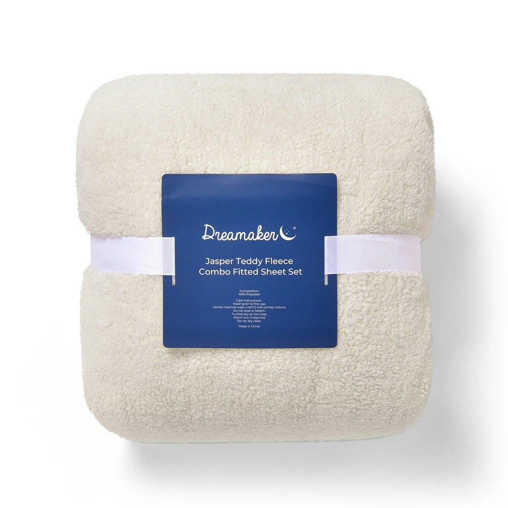 Dreamaker Jasper Teddy Fleece Combo Fitted Sheet Set