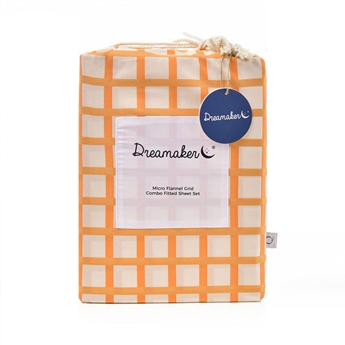 Dreamaker Micro Flannel Reversible Grid Quilt Cover Set Chia