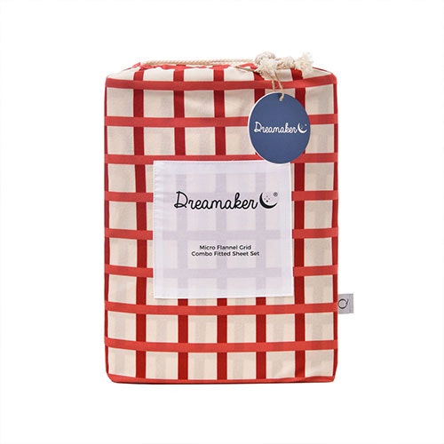 Dreamaker Micro Flannel Reversible Grid Quilt Cover Set Sienna