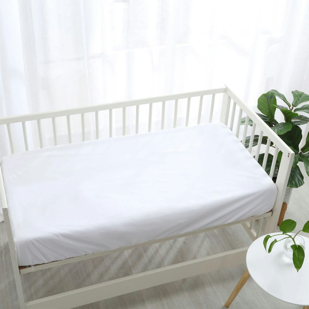 Dreamaker Soft Touch Waterproof Cot Fitted Sheet White Colour