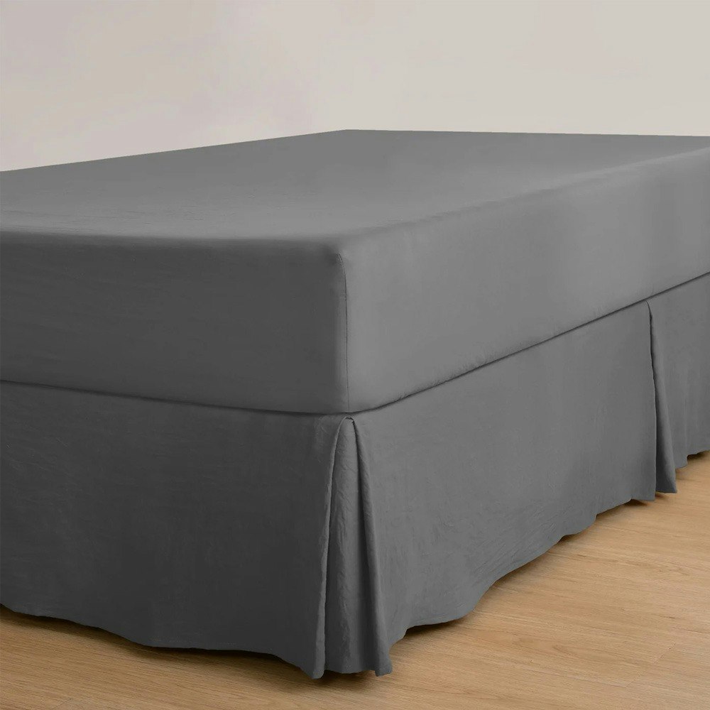 Dreamaker Superfine Washed Microfibre Pleated Valance Charcoal