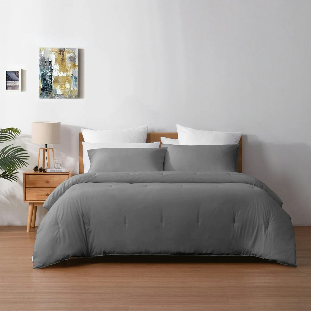 Dreamaker 225TC Cotton Washed Comforter Set White