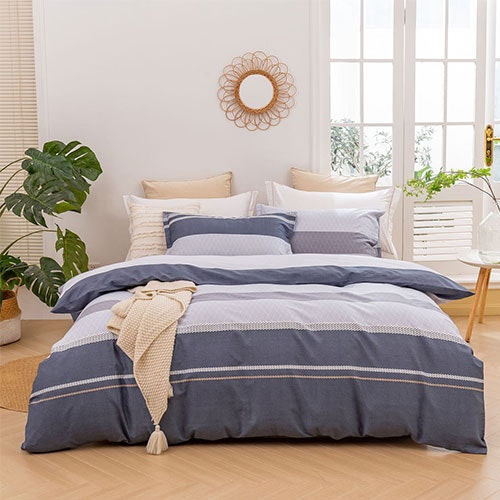 Dreamaker Portofino Stripe 100% Cotton Quilt Cover Set