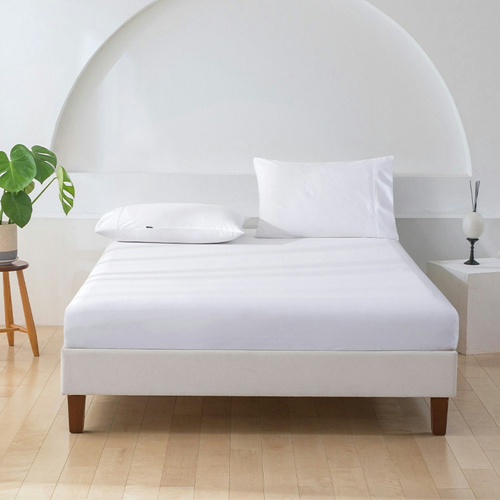 Essn 500TC Cotton Sateen Fitted Sheet Set White Colour