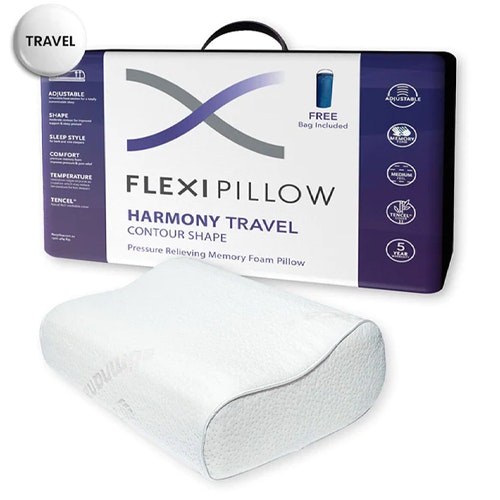Flexi Pillow Harmony Travel Contoured Memory Foam Pillow