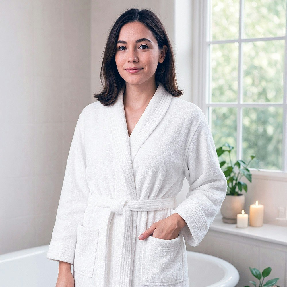 Jason Commercial Cotton Velour Bathrobe White