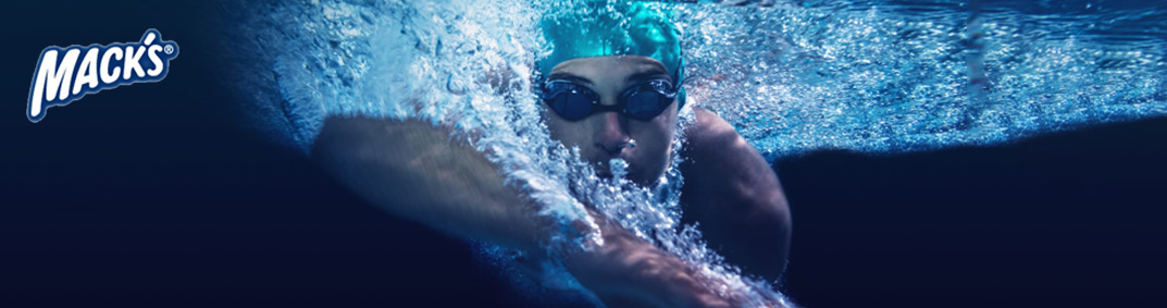 Mack's AquaBlock Earplugs Desktop Banner