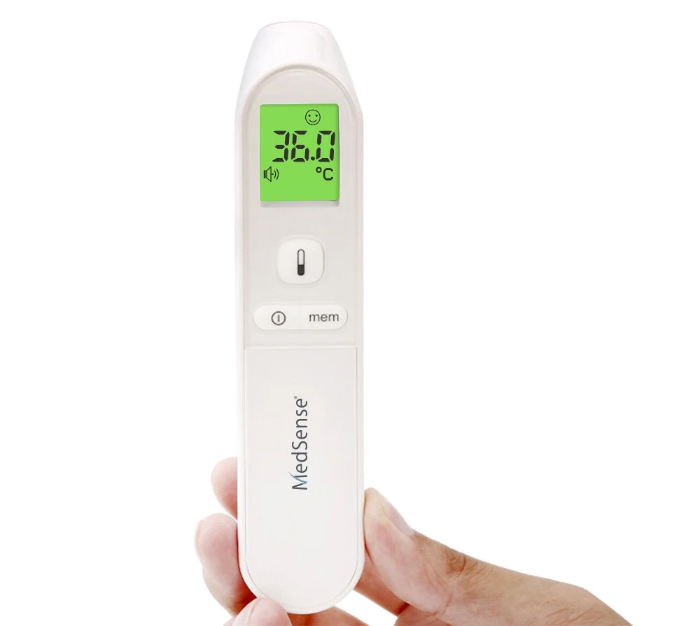 MedSense Infrared Non-Contact Thermometer on hand