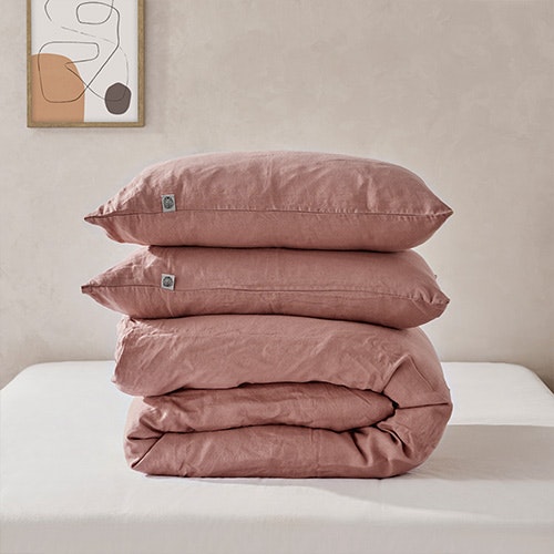 Natural Home Plain Dyed 100% European Flax Linen Quilt Cover Set Pillowcases