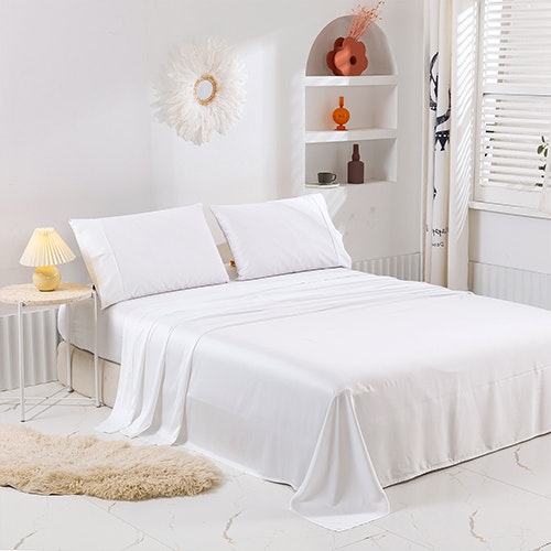 Natural Home 400 Thread Count Bamboo Sheet Set White Colour