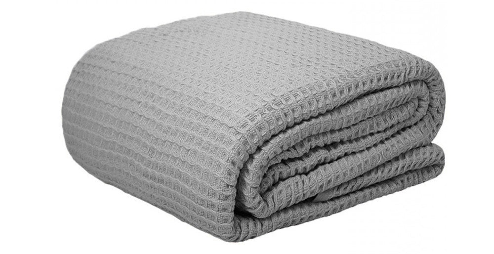 Egyptian Cotton Waffle Blanket Silver