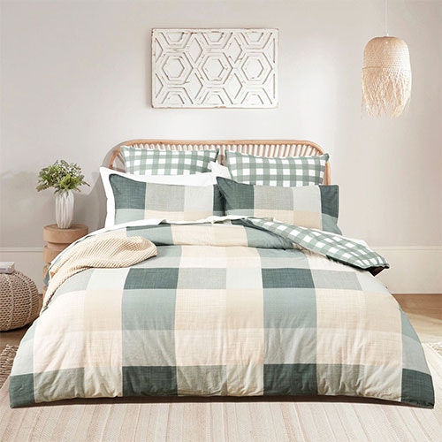 Renee Taylor 300 Thread Count Cooper Checks Cotton Quilt Cover Set