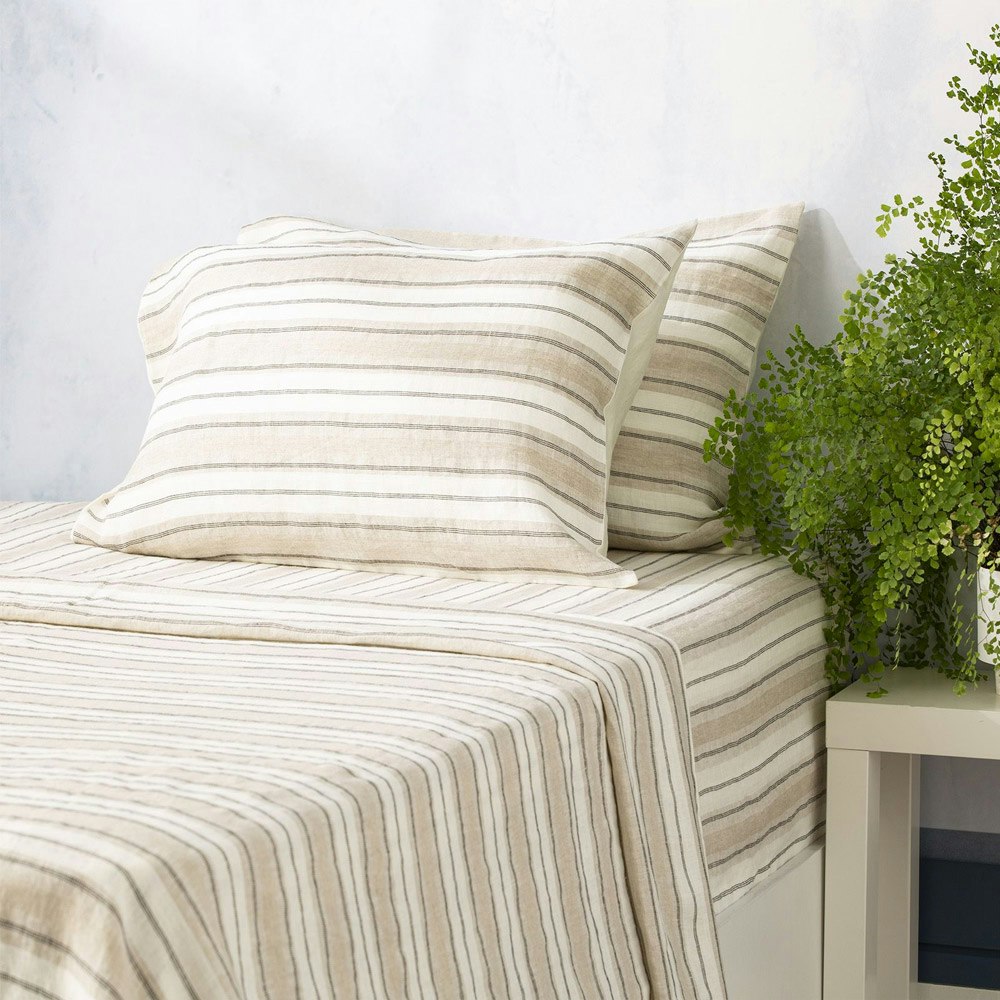 Renee Taylor Bardot Yarn Dyed 100% French Linen Sheet Set