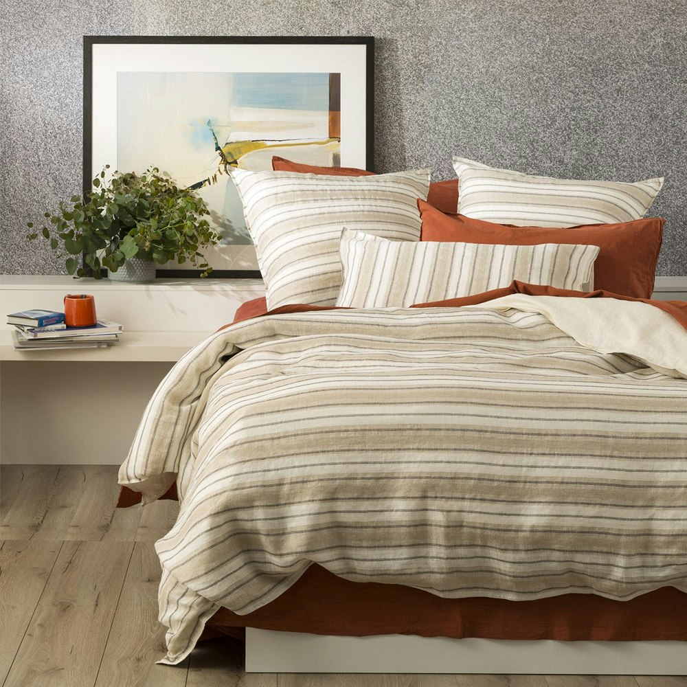 Renee Taylor Bardot Yarn Dyed 100 % French Linen Quilt Cover Set