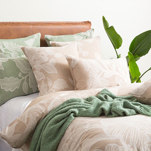 Renee Taylor Bentley Cotton Jacquard Quilt Cover Set Nude Colour