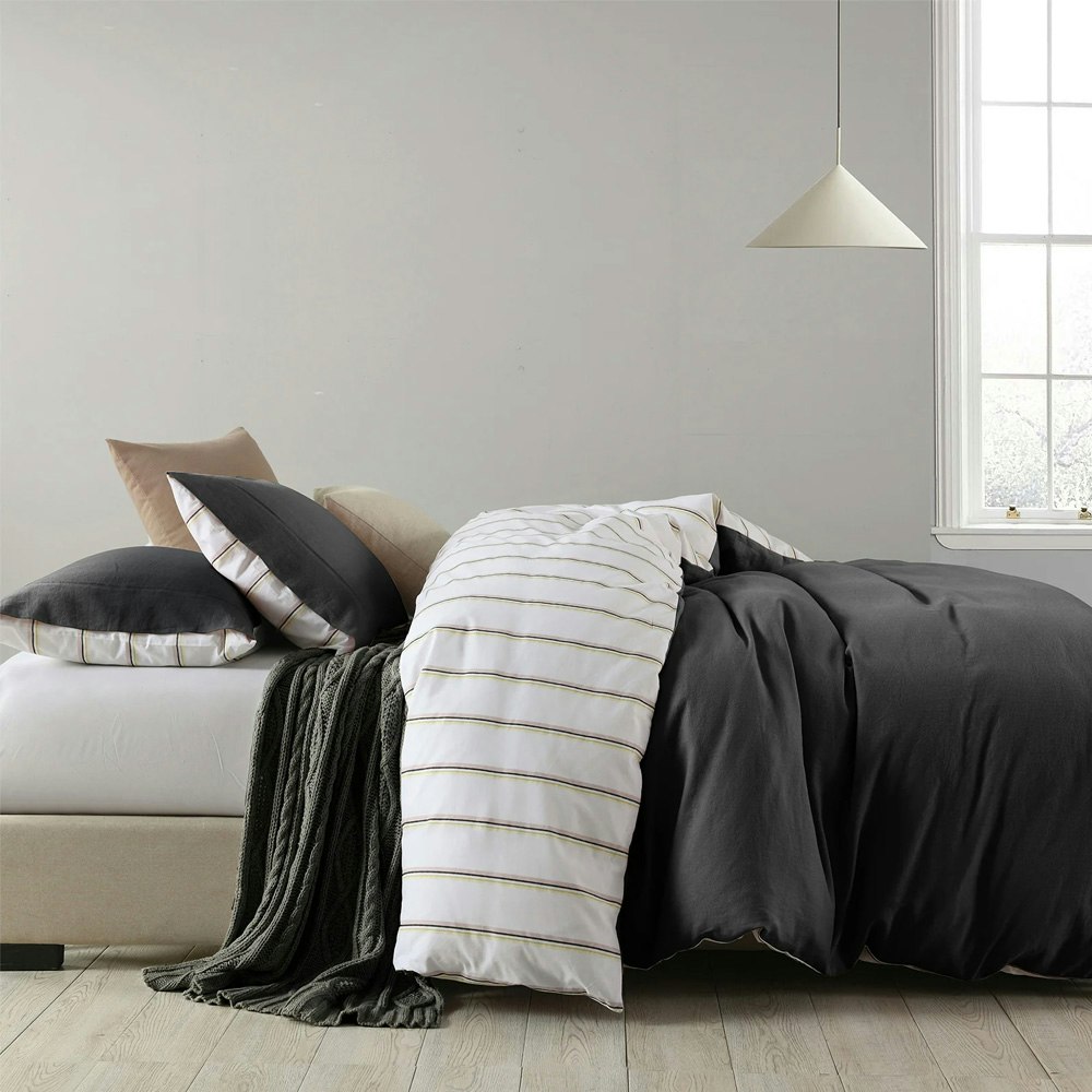 Royal Comfort Hemp Braid Reversible Stripe Quilt Cover Set