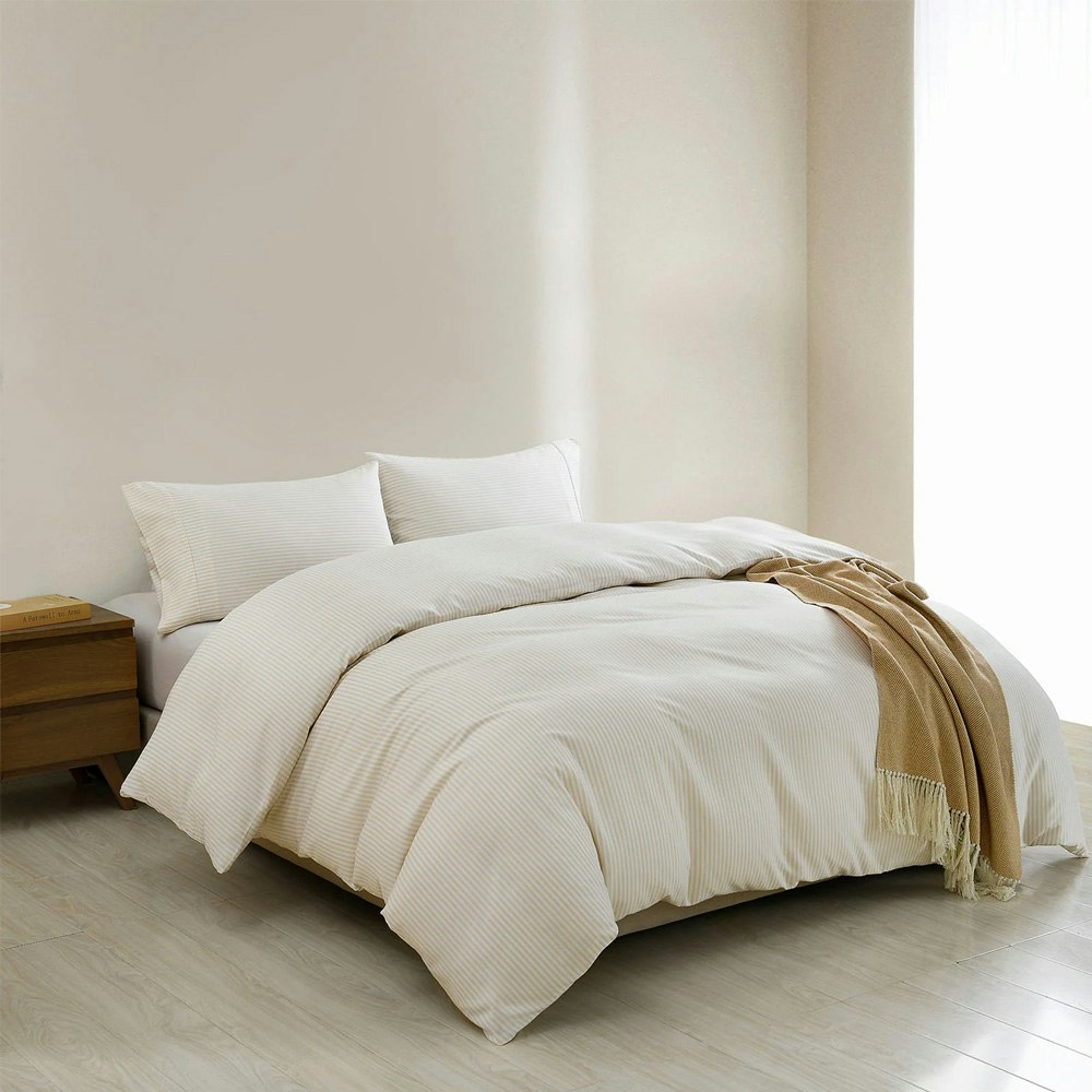 Royal Comfort Luxury Striped Linen Quilt Cover Set