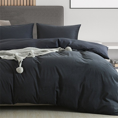 Royal Comfort Velvet Corduroy Quilt Cover Set Charcoal