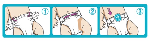 Snuza Pico Smart Wearable Baby Monitor attached to the nappy of the baby diagram