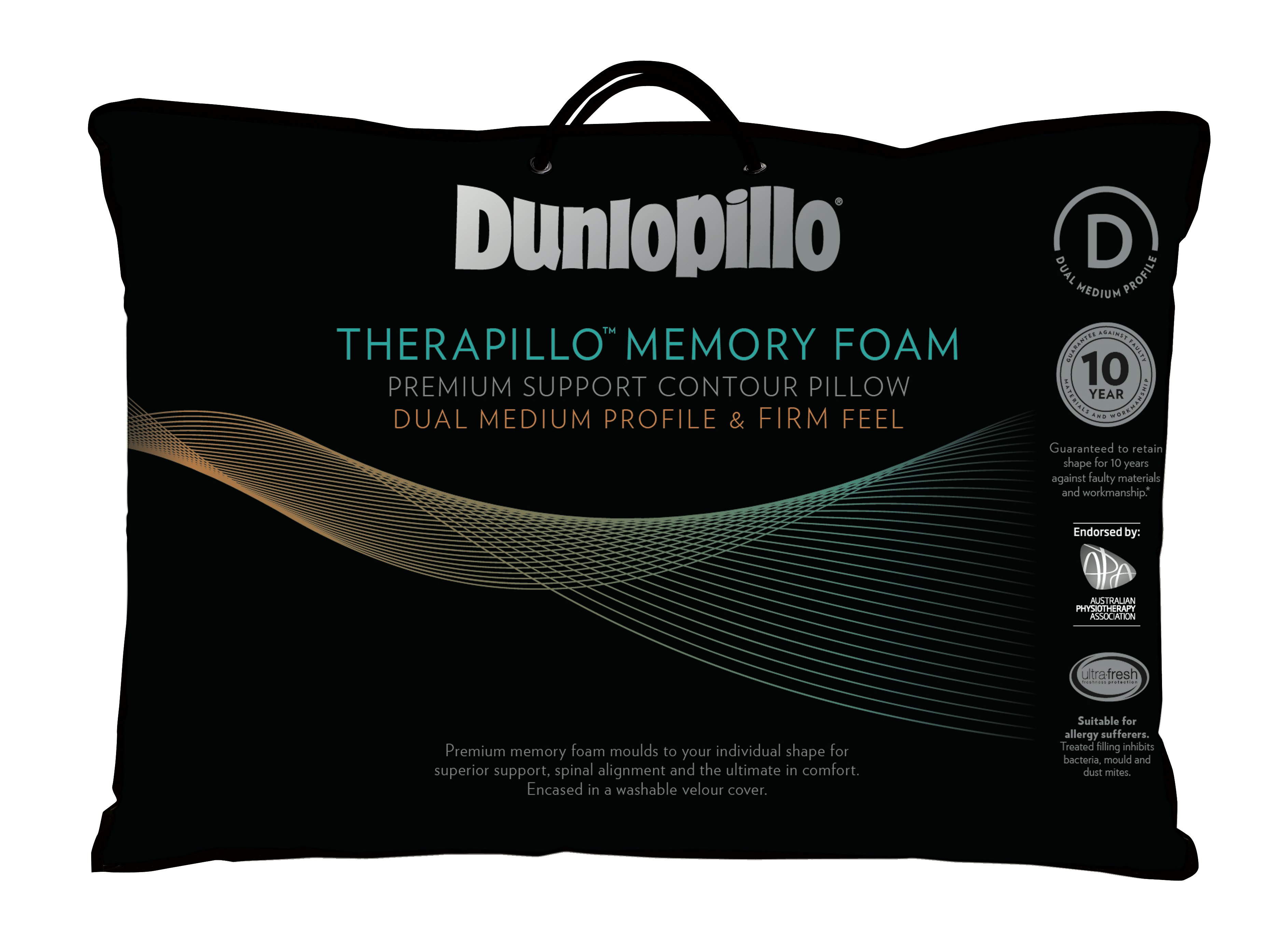 Dunlopillo Premium Memory Foam Pillow Contoured High Profile