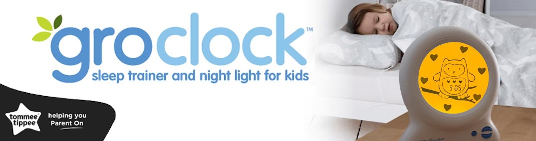 Tommee Tippee Ollie the Owl Groclock Childrens Sleep Training Clock Banner