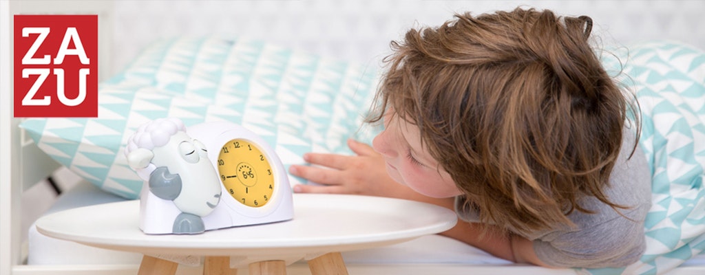 ZAZU Sam the Lamb Sleeptrainer Clock With Nightlight Banner