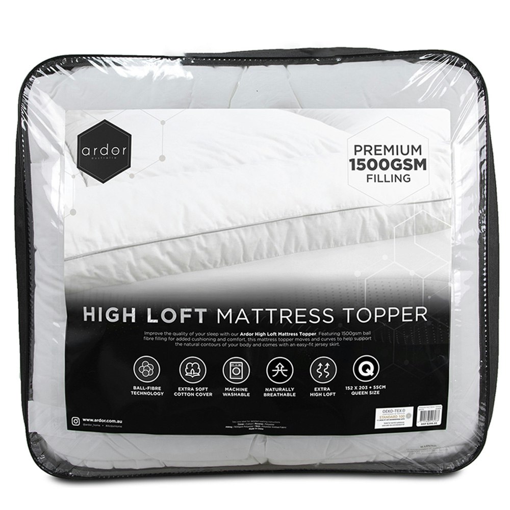 Ardor 1500gsm Ball Fibre Mattress Topper Packaging New