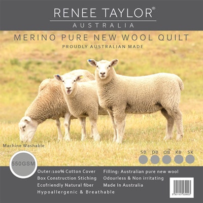 Renee Taylor 550 GSM Australian Pure Merino Wool Quilt