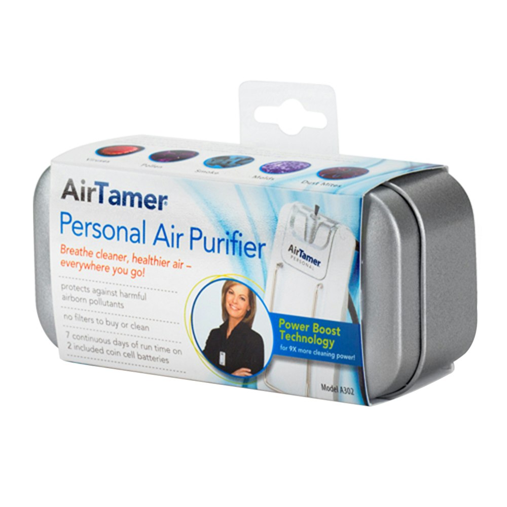 FilterStream AirTamer Travel Ionic Portable Air Purifier A302 Oblique Box