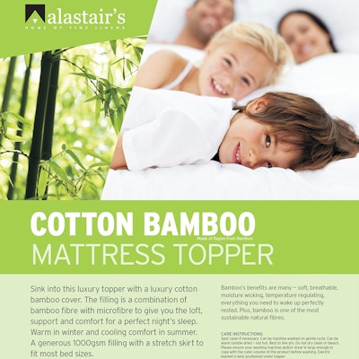 Alastairs Cotton Bamboo Blended Mattress Topper 1000 GSM