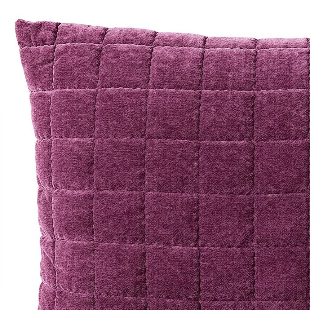 Logan and Mason Apollo Velvet Square Quilted European Pillowcase Plum